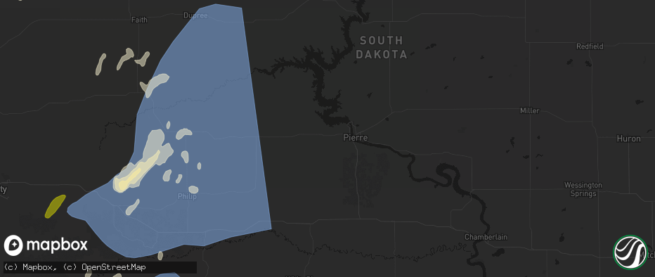 Hail map in Fort Pierre, SD on June 27, 2026