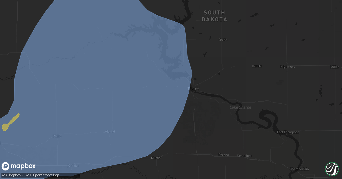 Hail map in Fort Pierre, SD on June 27, 2026