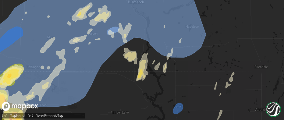 Hail map in Fort Yates, ND on June 27, 2026