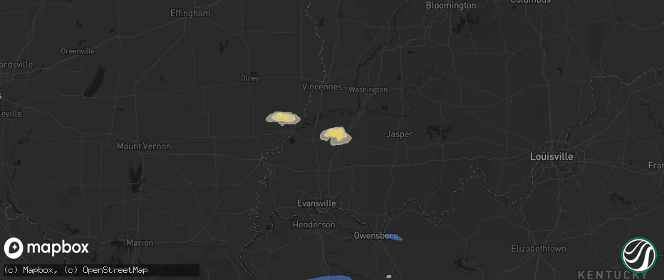 Hail map in Francisco, IN on June 27, 2026