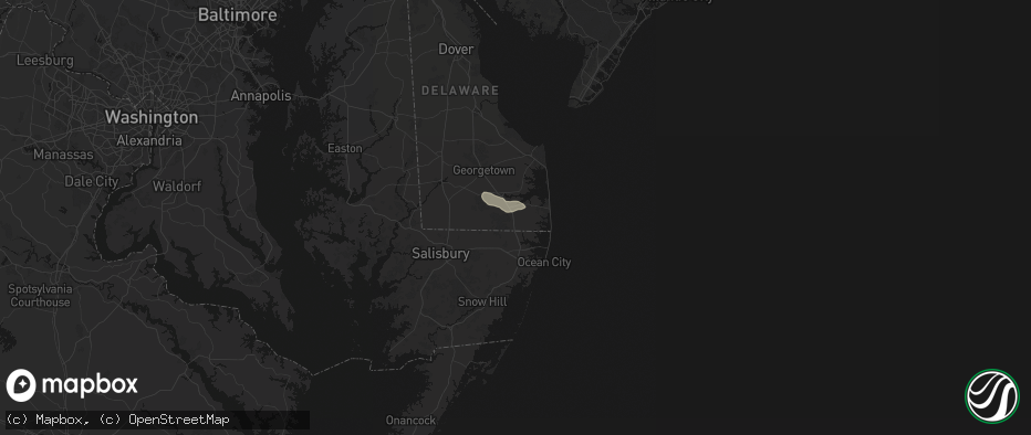 Hail map in Frankford, DE on June 27, 2026