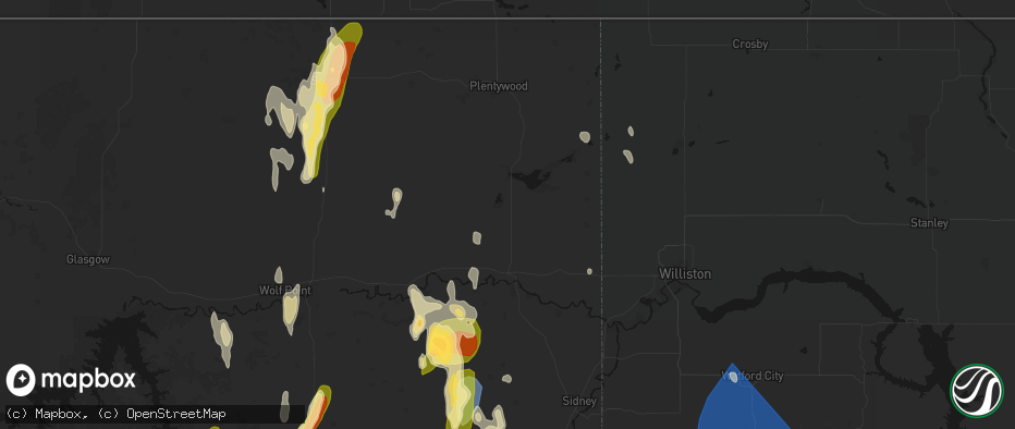 Hail map in Froid, MT on June 27, 2026