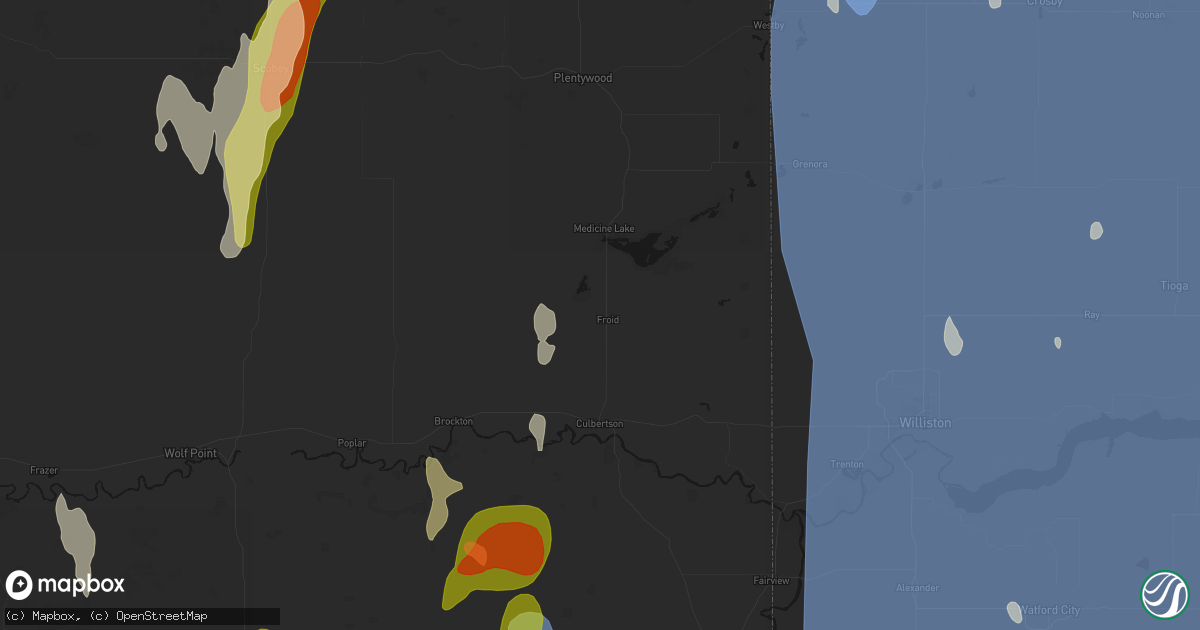 Hail map in Froid, MT on June 27, 2026