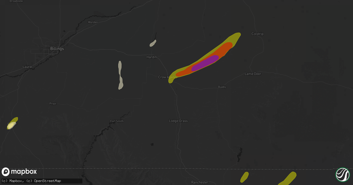 Hail map in Garryowen, MT on June 27, 2026
