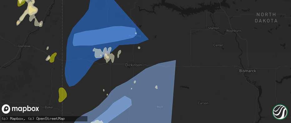 Hail map in Gladstone, ND on June 27, 2026