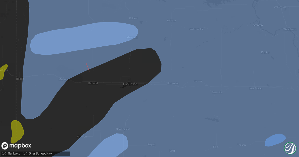 Hail map in Gladstone, ND on June 27, 2026