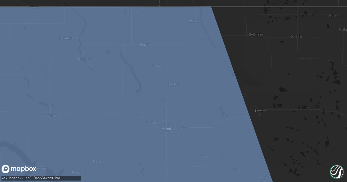 Hail map in Glenburn, ND on June 27, 2026