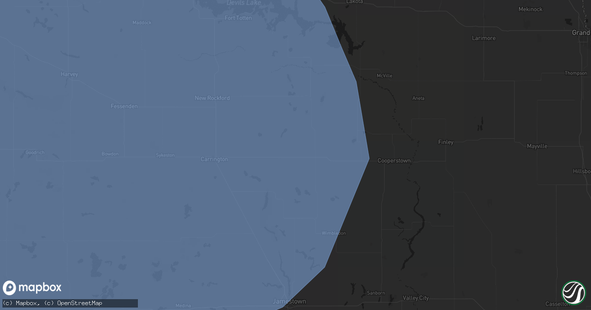 Hail map in Glenfield, ND on June 27, 2026