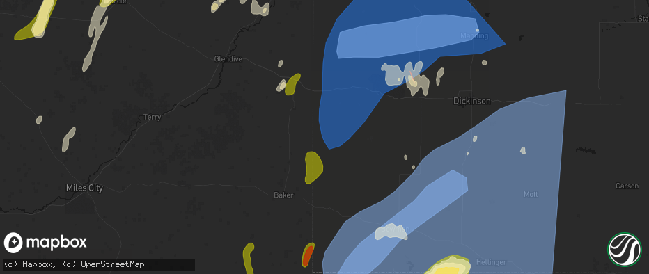 Hail map in Golva, ND on June 27, 2026