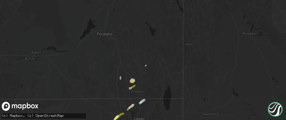 Hail map in Grace, ID on June 27, 2026