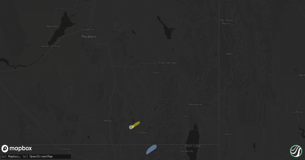 Hail map in Grace, ID on June 27, 2026