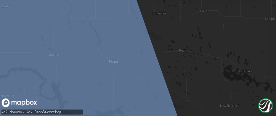 Hail map in Granville, ND on June 27, 2026