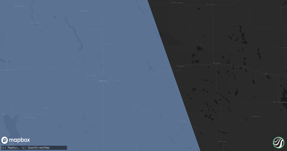 Hail map in Granville, ND on June 27, 2026
