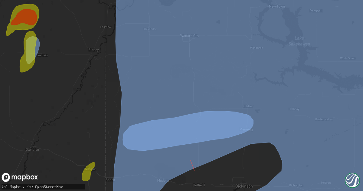 Hail map in Grassy Butte, ND on June 27, 2026