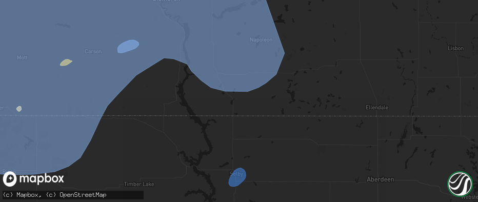Hail map in Hague, ND on June 27, 2026