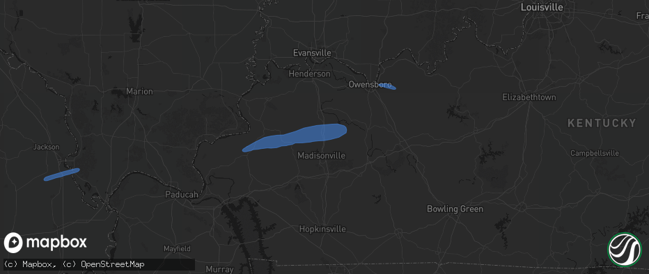 Hail map in Hanson, KY on June 27, 2026