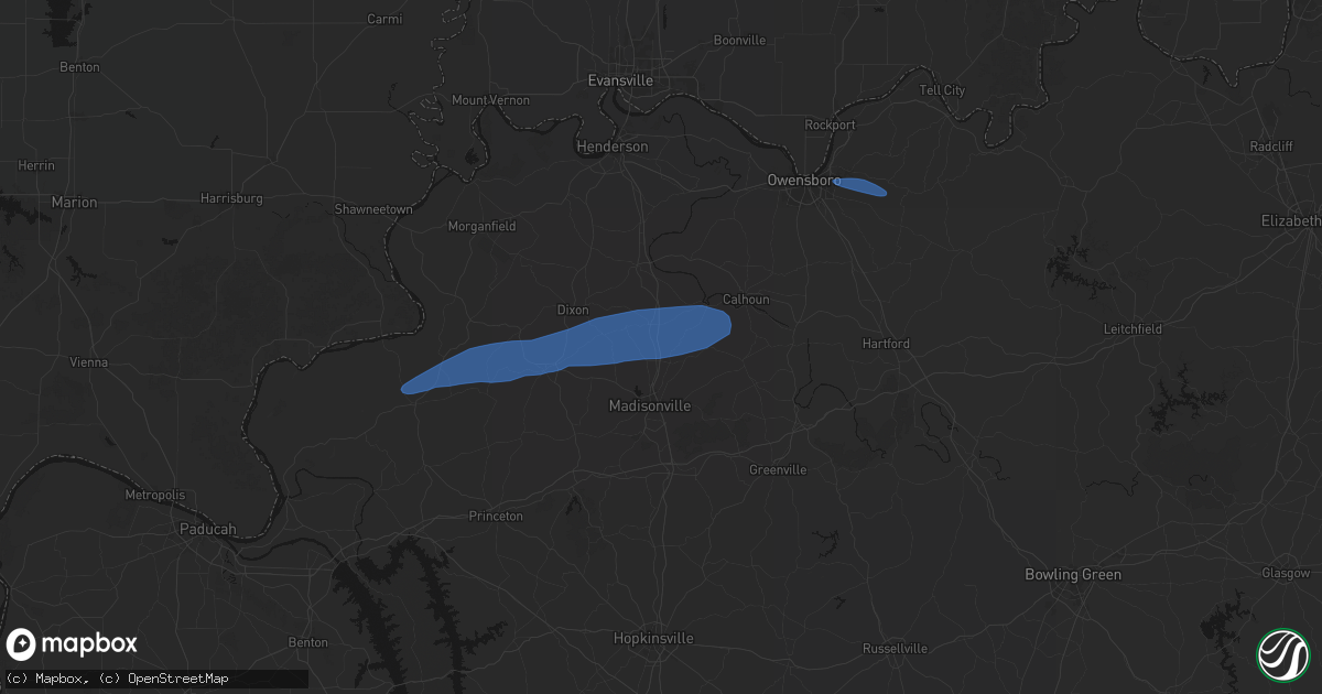 Hail map in Hanson, KY on June 27, 2026