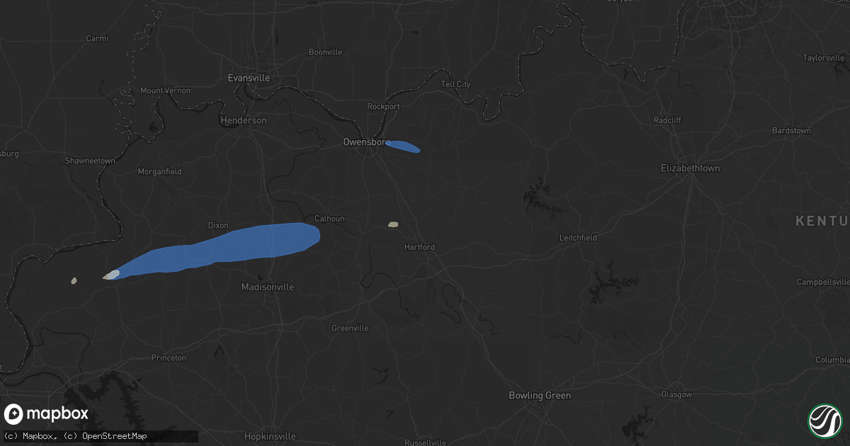 Hail map in Hartford, KY on June 27, 2026