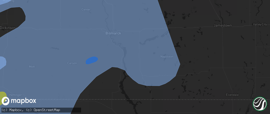 Hail map in Hazelton, ND on June 27, 2026