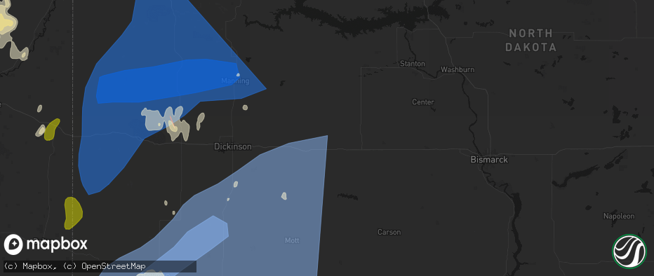 Hail map in Hebron, ND on June 27, 2026