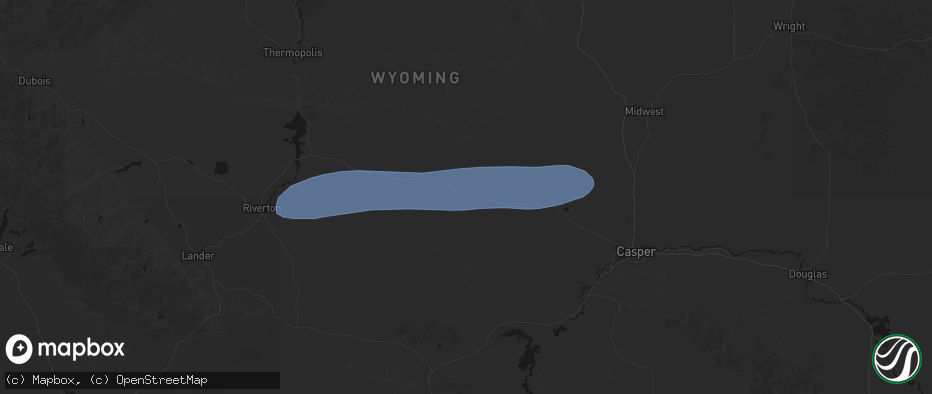 Hail map in Hiland, WY on June 27, 2026