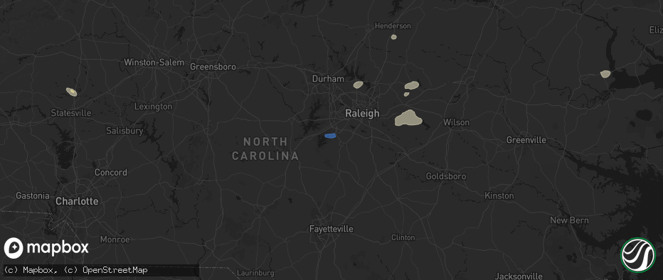 Hail map in Holly Springs, NC on June 27, 2026