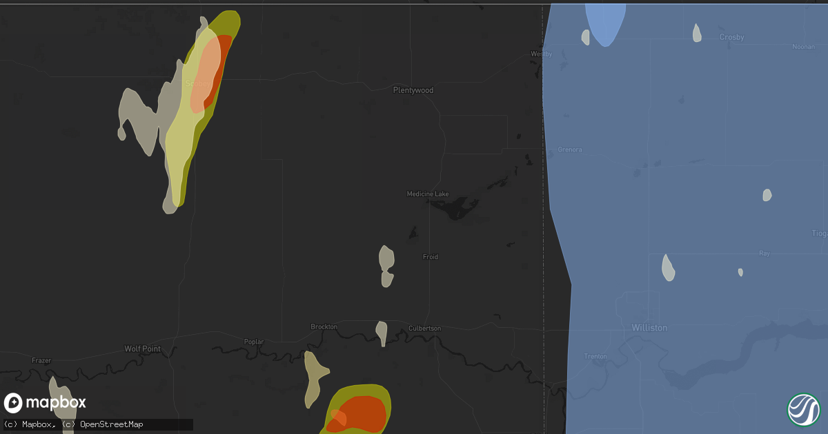 Hail map in Homestead, MT on June 27, 2026