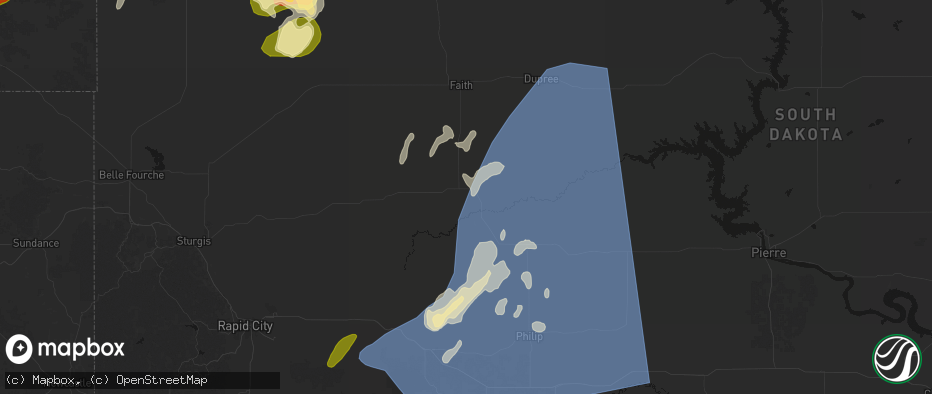 Hail map in Howes, SD on June 27, 2026