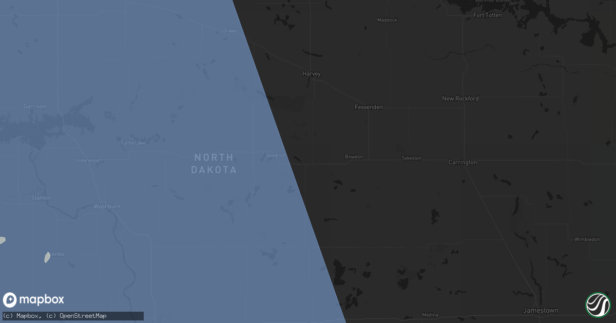 Hail map in Hurdsfield, ND on June 27, 2026