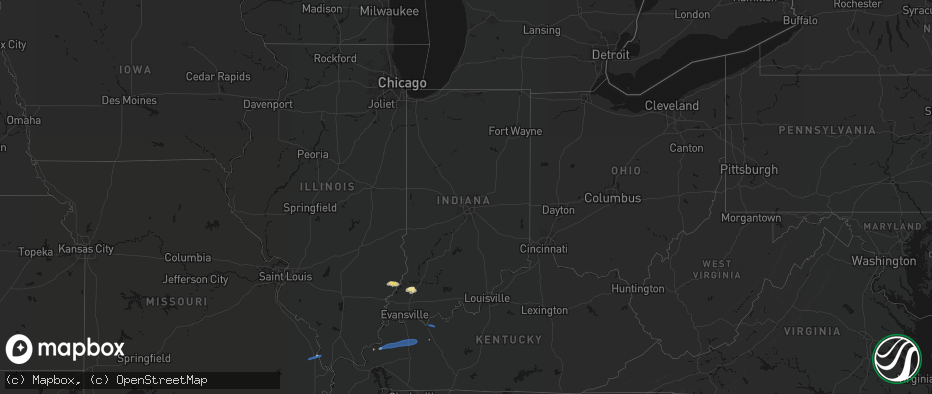 Hail map in Indiana on June 27, 2026