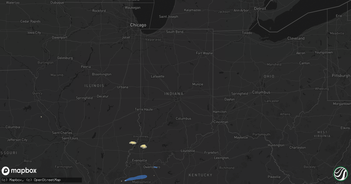 Hail map in Indiana on June 27, 2026