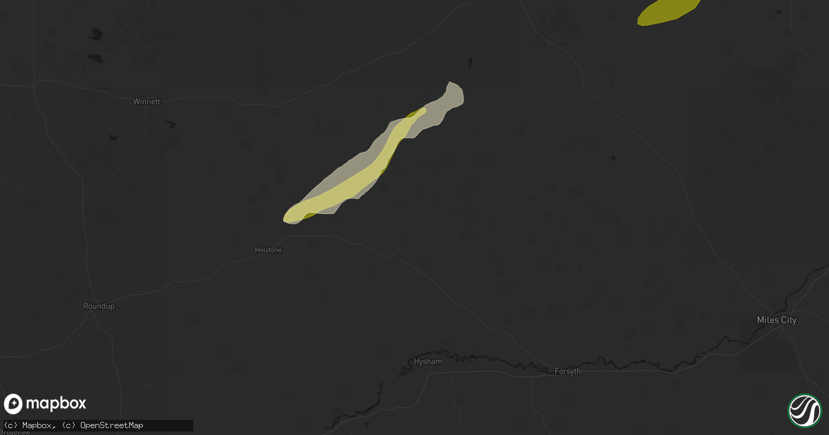 Hail map in Ingomar, MT on June 27, 2026