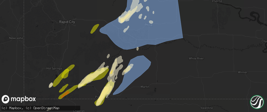 Hail map in Interior, SD on June 27, 2026