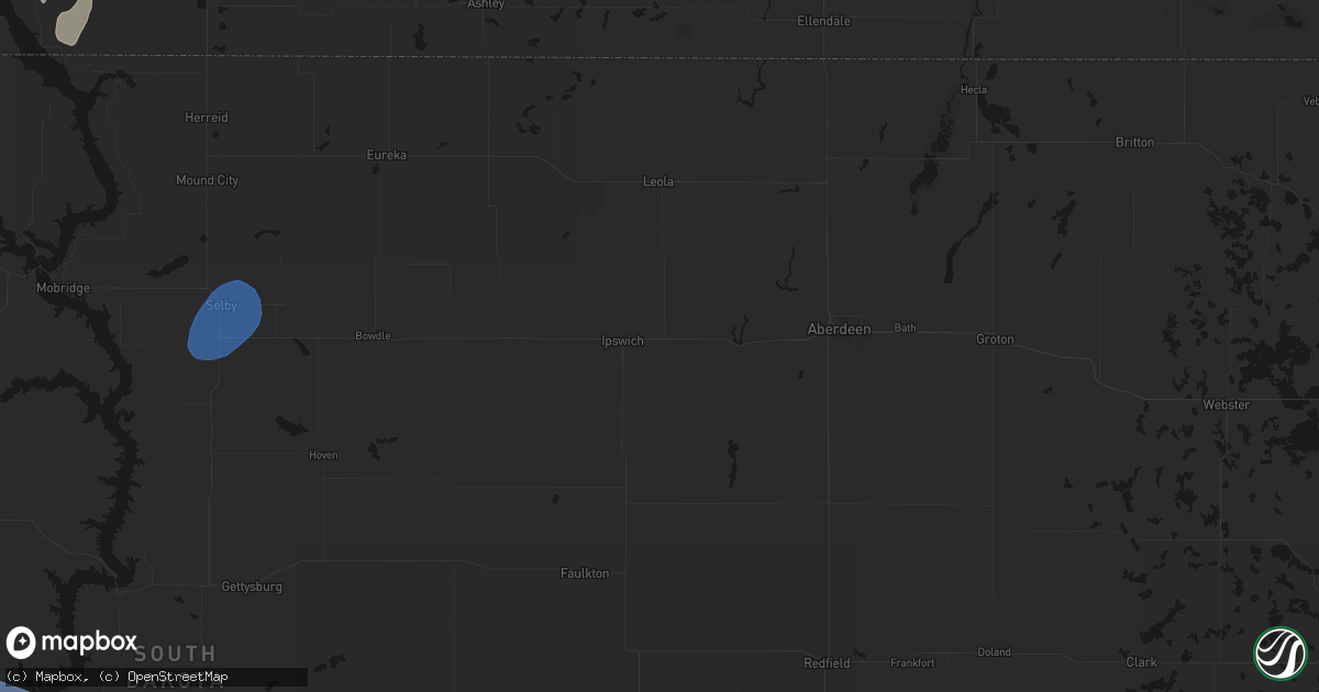 Hail map in Ipswich, SD on June 27, 2026