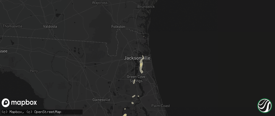 Hail map in Jacksonville, FL on June 27, 2026