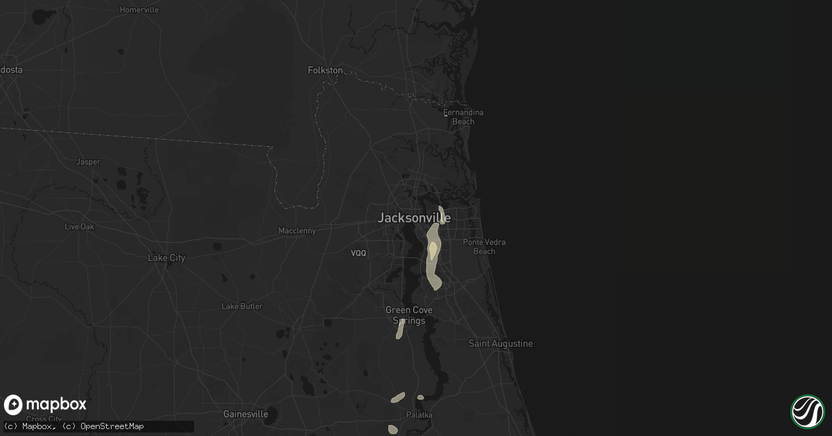 Hail map in Jacksonville, FL on June 27, 2026