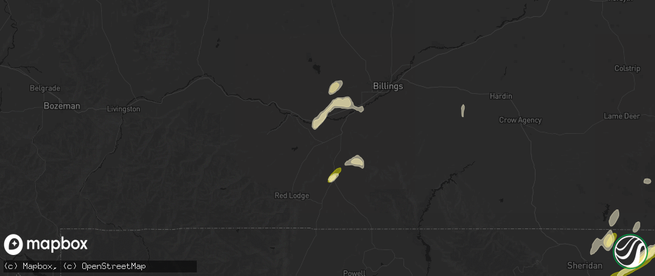 Hail map in Joliet, MT on June 27, 2026