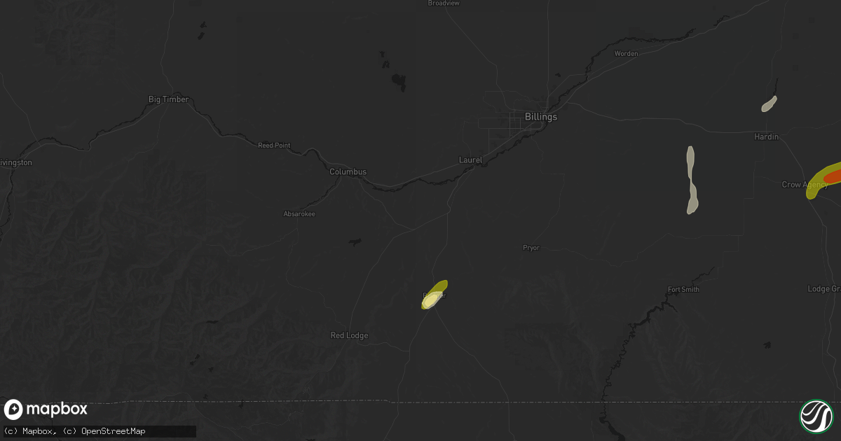 Hail map in Joliet, MT on June 27, 2026