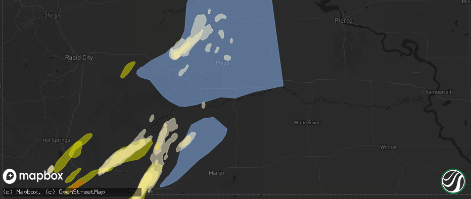Hail map in Kadoka, SD on June 27, 2026