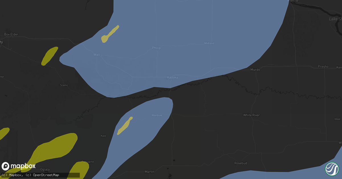 Hail map in Kadoka, SD on June 27, 2026