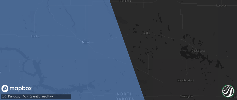 Hail map in Karlsruhe, ND on June 27, 2026
