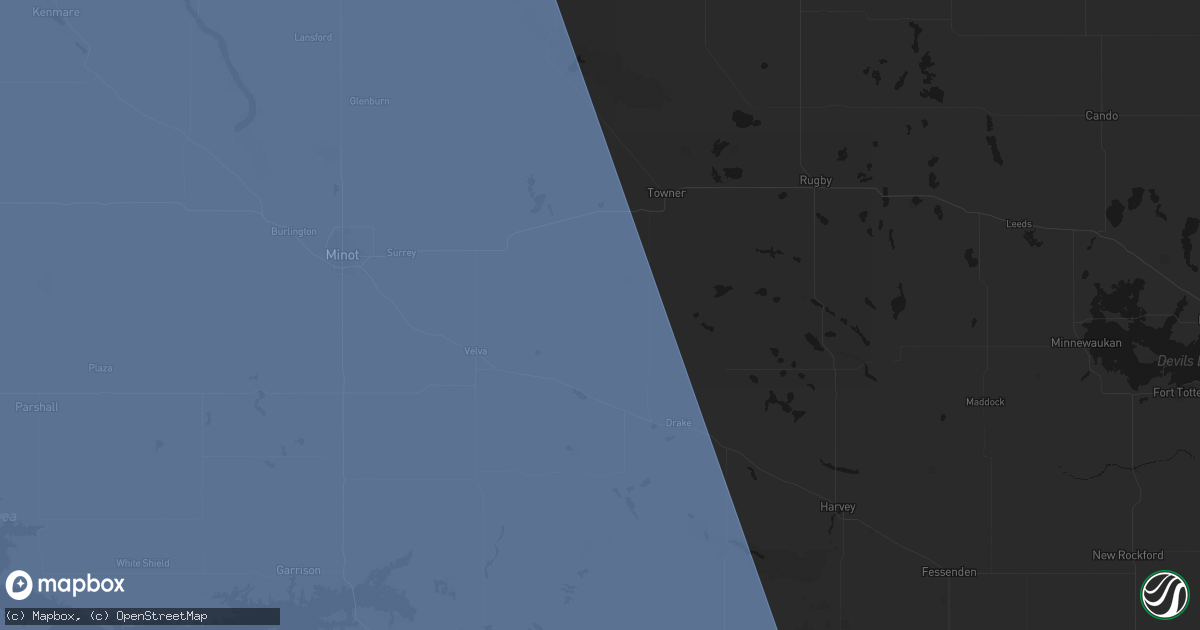 Hail map in Karlsruhe, ND on June 27, 2026
