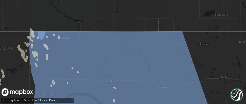 Hail map in Kenmare, ND on June 27, 2026