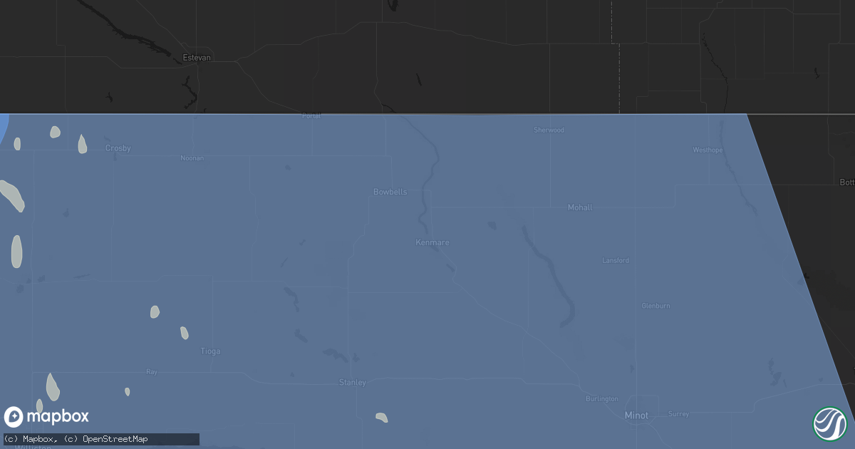Hail map in Kenmare, ND on June 27, 2026