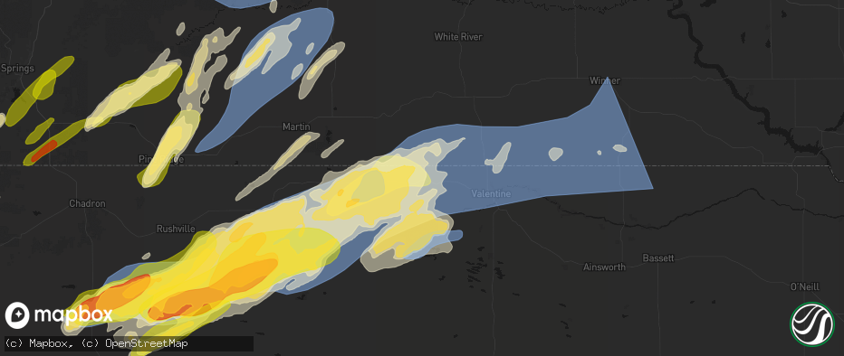Hail map in Kilgore, NE on June 27, 2026
