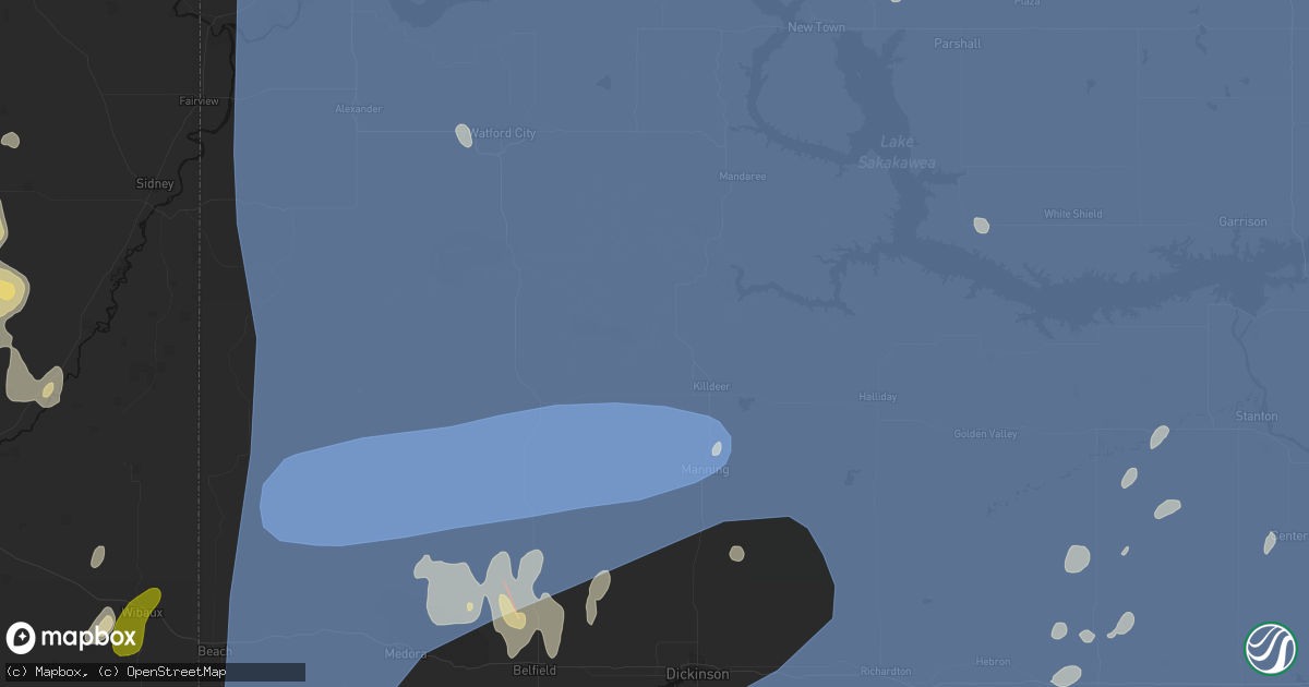 Hail map in Killdeer, ND on June 27, 2026