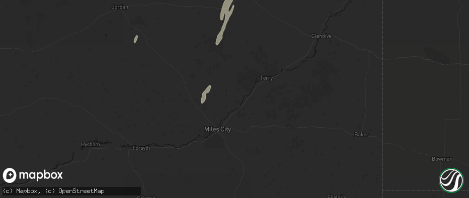 Hail map in Kinsey, MT on June 27, 2026