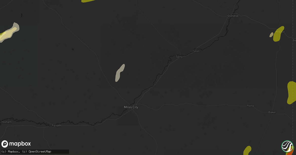 Hail map in Kinsey, MT on June 27, 2026