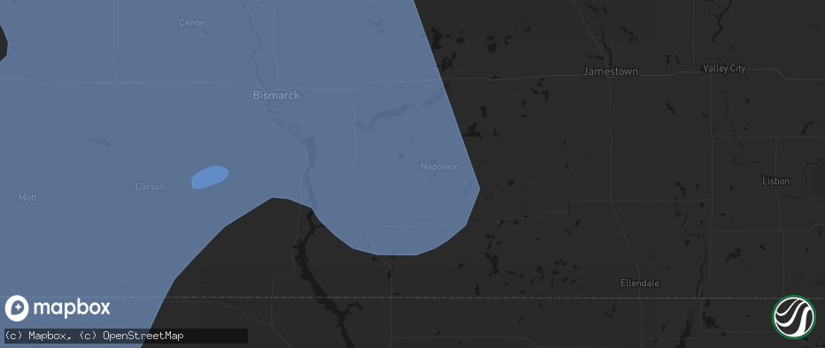 Hail map in Kintyre, ND on June 27, 2026