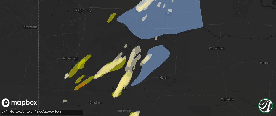 Hail map in Kyle, SD on June 27, 2026